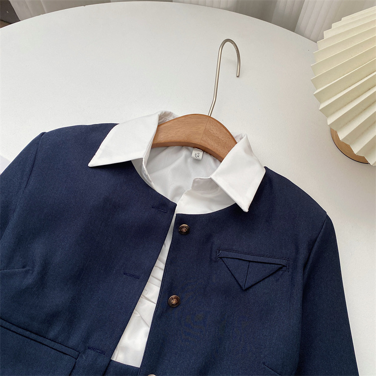 Y2K 3 Piece Set Women Cropped Coat + Long Sleeve Shirt + High Waist Halter Ruffles Mini Dress Korean Chic Fashion Sexy Outfits