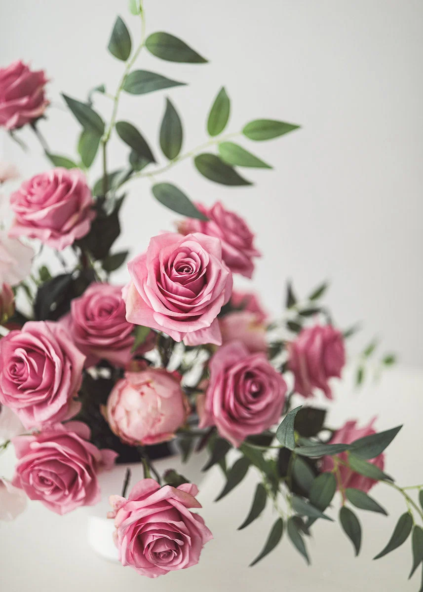 Cottage Pink Fake Rose - 21.5"