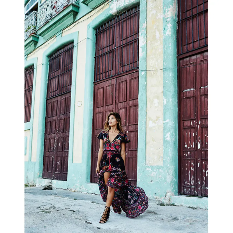 Womens Dress Summer Vintage Floral Printing