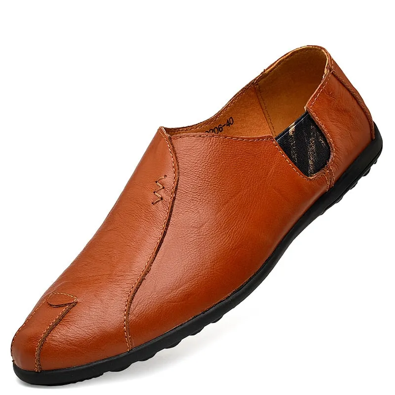 Genuine Leather Men Casual Shoes Luxury Brand 2021 Mens Loafers Moccasins Breathable Slip on Lazy Driving Shoes Plus Size 38-47