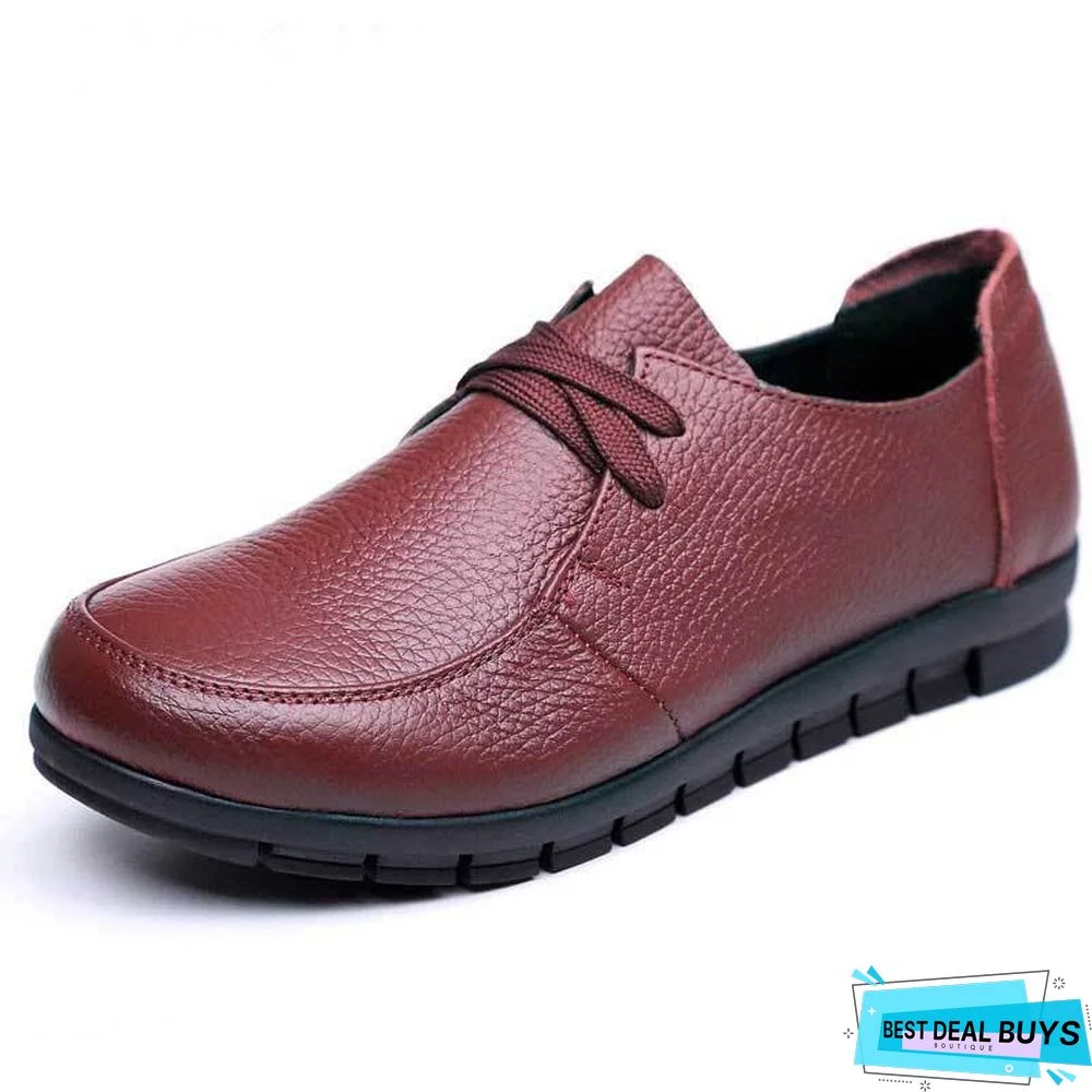 Women Flats Genuine Leather Casual Loafers Shoes