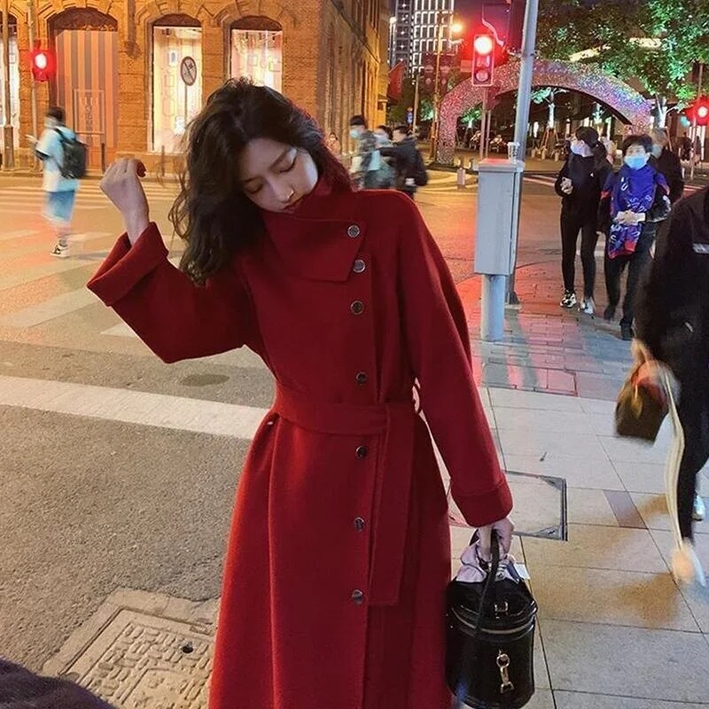 Office Lady Autumn And Winter Versatile New Coat Loose Medium And Long 2021 Coat Women's Temperament Thin Fashion Tweed Korean