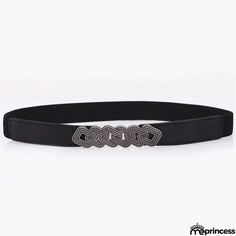 Women's Spandex Elastic Waist Buckle Closure Cummerbund Belts