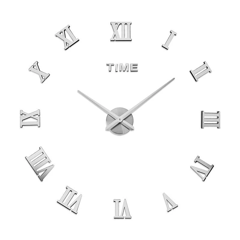 Roman Numerals Wall Clock Acrylic Material Self-adhesive Modern Home Decor 3D DIY Digital Wall Clocks Stickers Living Room