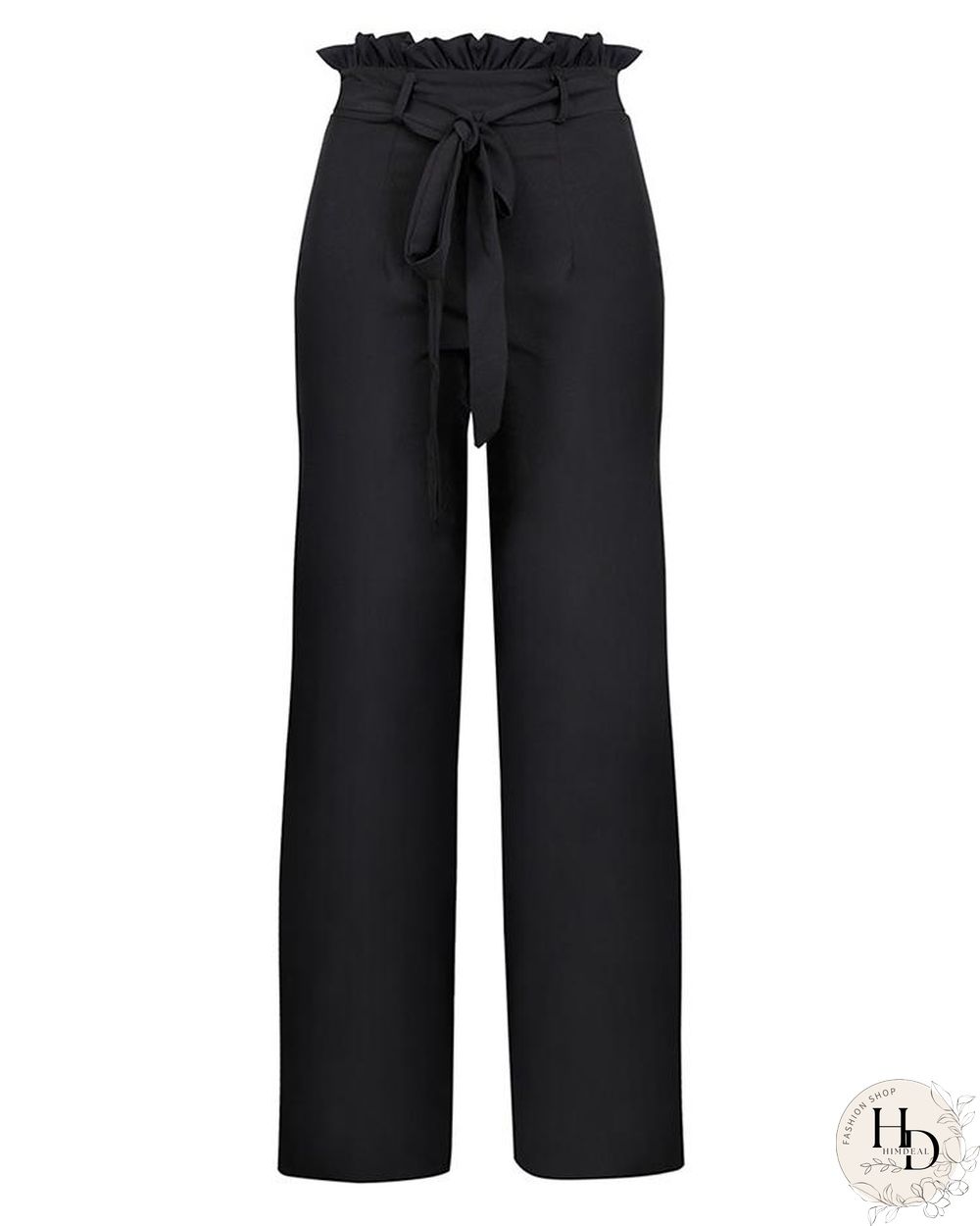 Frills Belted High Waisted Wide Leg Pants