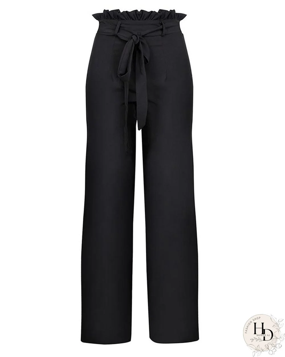 Frills Belted High Waisted Wide Leg Pants