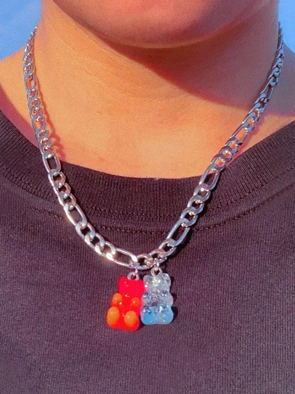 Punk Style Acrylic Litter Bear Necklace