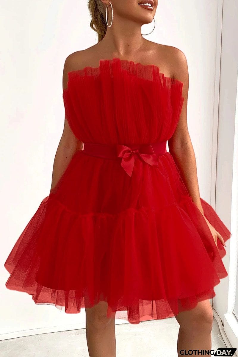 Sexy Elegant Solid Patchwork Strapless Princess Dresses(5 Colors)