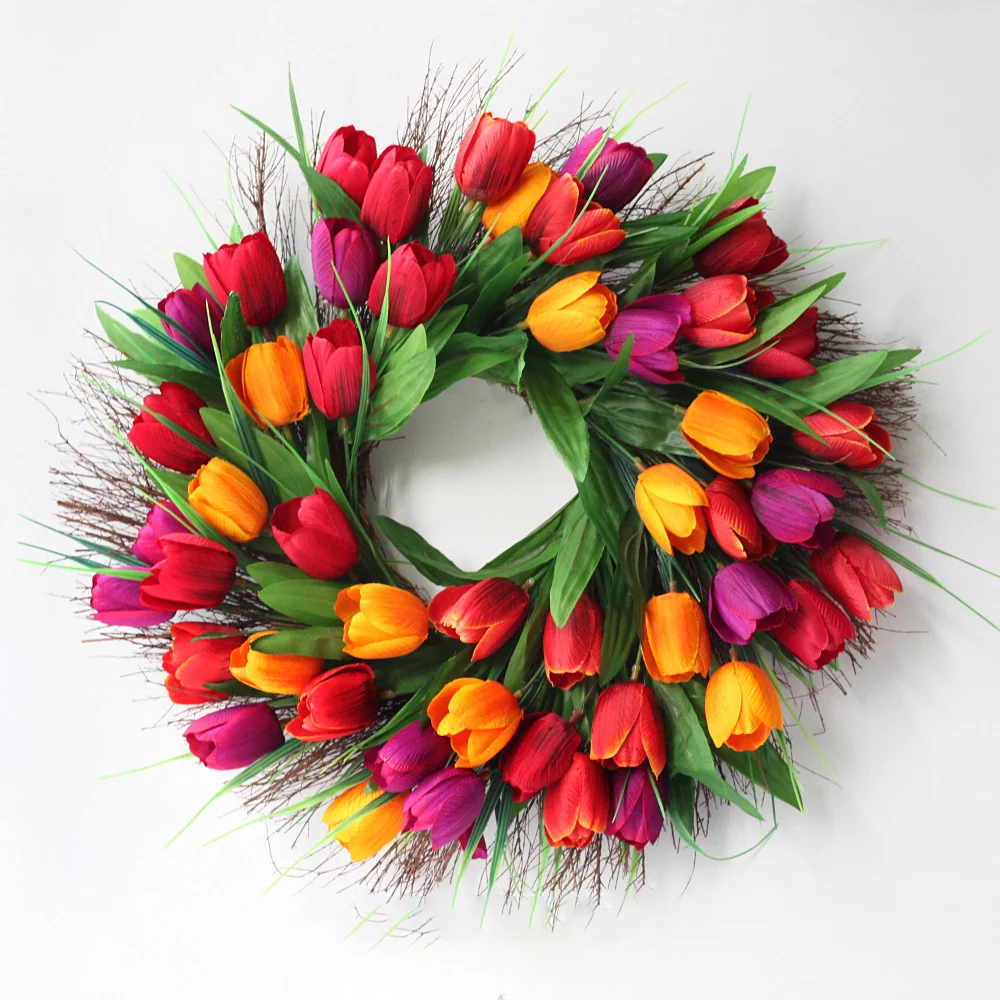 Spring Simulation Tulip Wreath Holiday Decoration