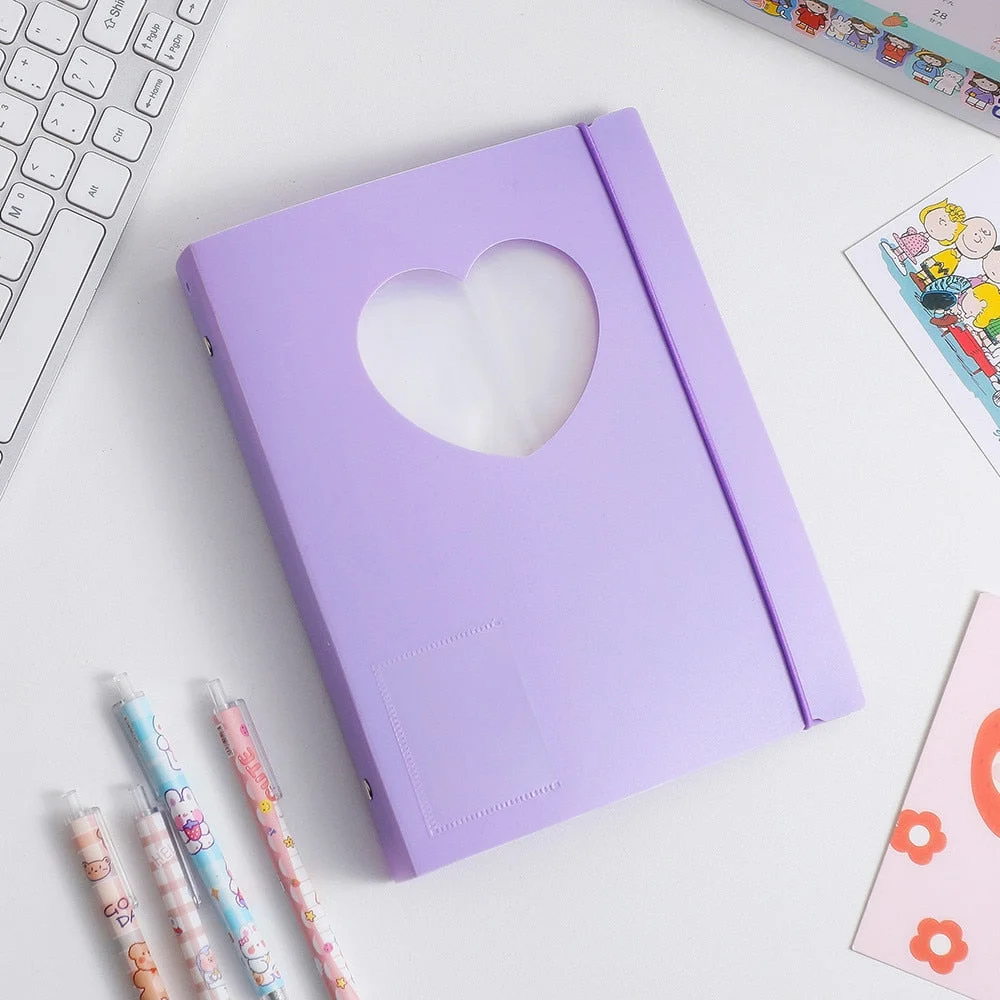A5 Kawaii Love Heart 3 Inch Kpop Photocards Idol Photo Album Sticker Collect Binder Book Diary Notebook Bullet School Stationery