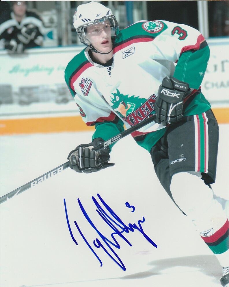 TYLER MYERS SIGNED KELOWNA ROCKETS 8x10 Photo Poster painting #1 VANCOUVER CANUCKS Autograph