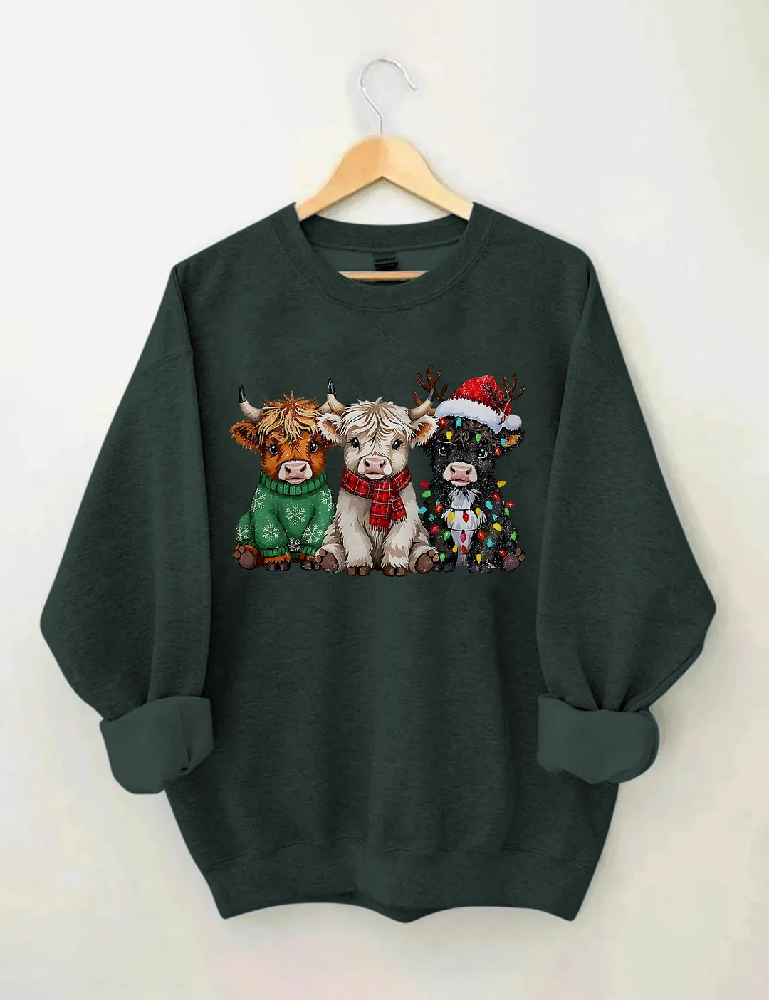 Rustic Highland Cows Christmas Sweatshirt