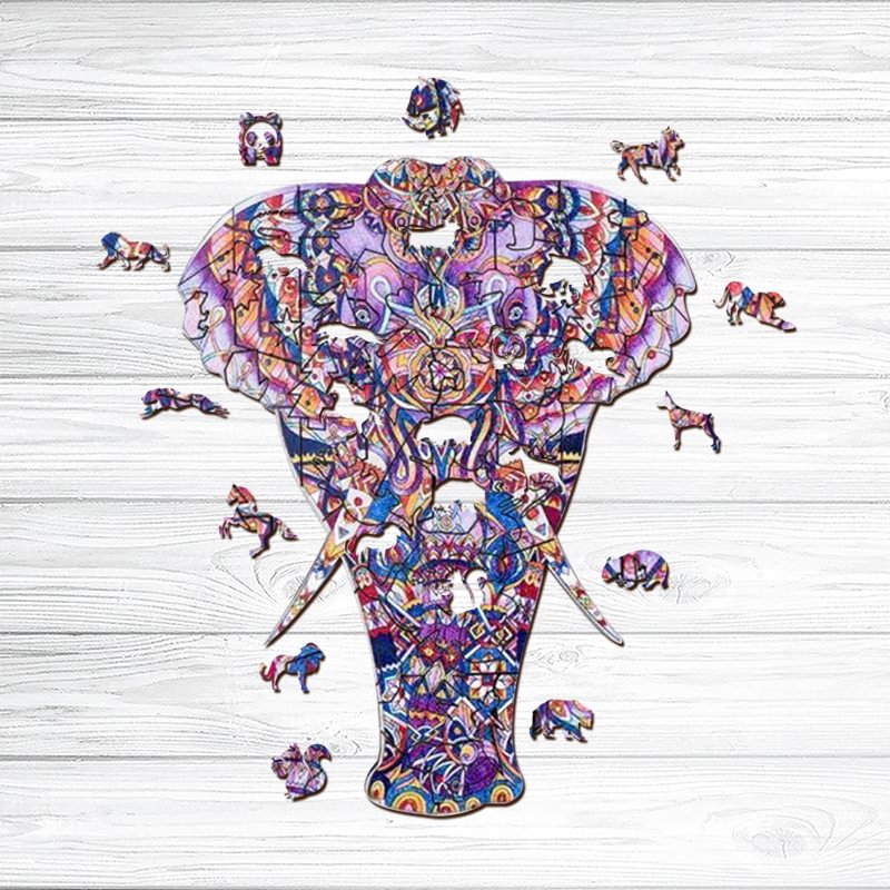 Ericpuzzle™ Ericpuzzle™Purple Elephant Wooden  Puzzle