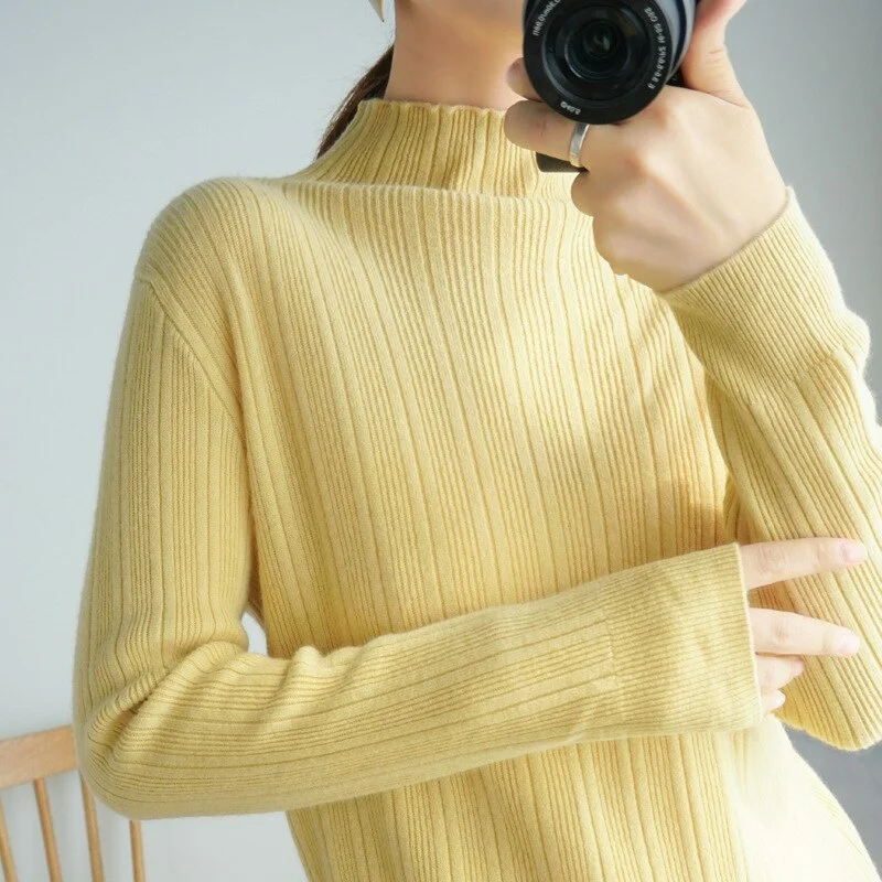 Women Sweater 2020 New Female Turtleneck Long-sleeved Knitted Pullover Jumper Pull Femme Clothes Loose Designer Winter Black