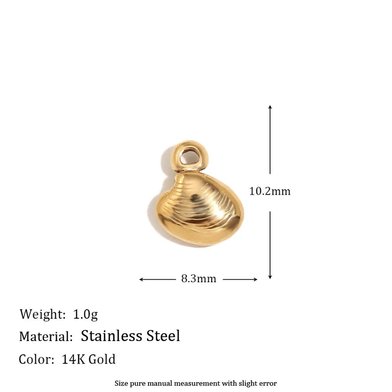 1 Piece 15*19.5mm 7.7*20.5mm 9.3*14.2mm 304 Stainless Steel 14K Gold Plated Ocean Bow Knot Shell Jewelry Accessories Pendant