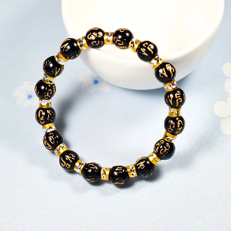 Feng Shui Green Agate Mantra Support Bracelet