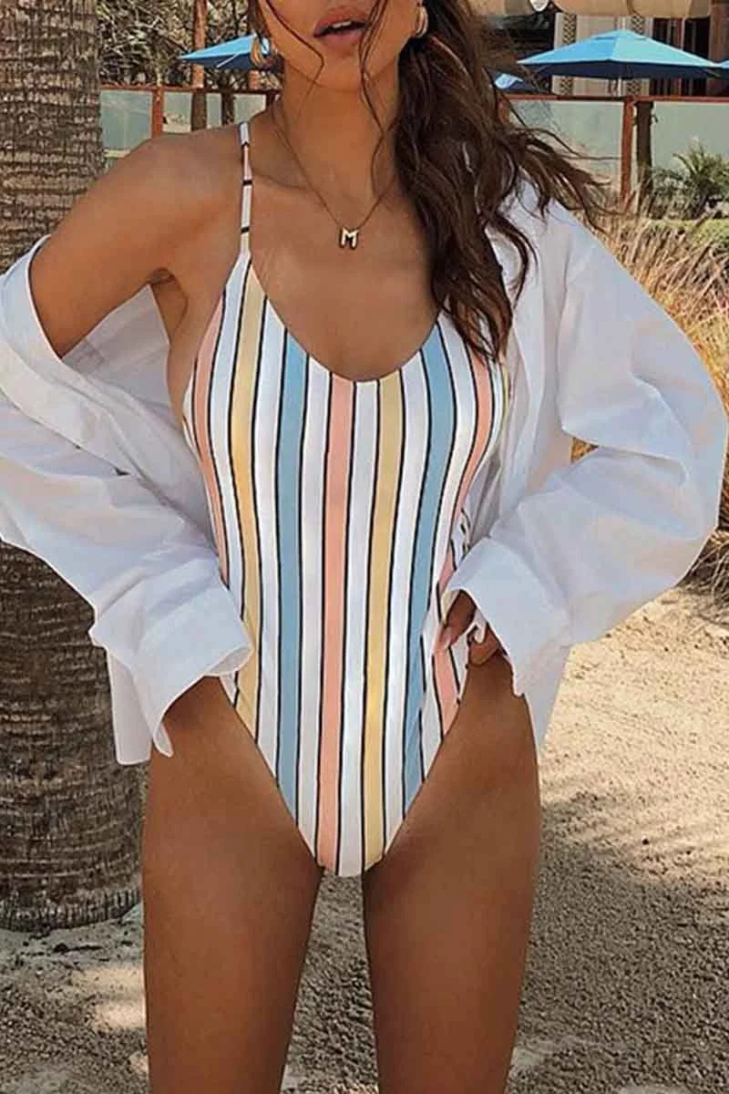 Casual Fashion Striped Bikini Swimsuit