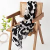 Lovely Black Cow Pattern Tassels Shawl Scarf