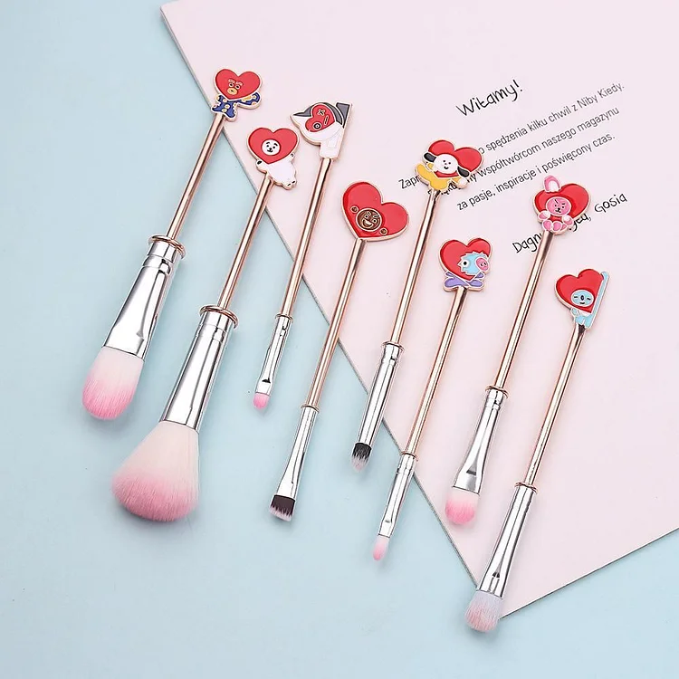 BT21 X 8PCS Heart Makeup Brushes