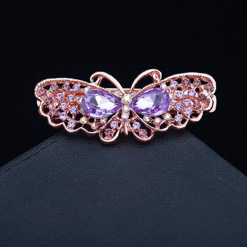 Korean Hair Accessories Rhinestone Bow Simple Hairpin Adult Pearl Horizontal Clip Ponytail Clip Top Clip Spring Clip Small