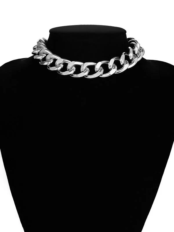 Punk Choker Aluminum Thick Chain Necklace
