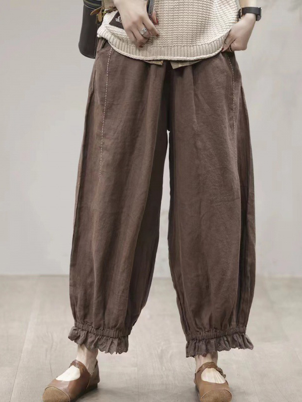 Artistic Patchwork Ruched Pants