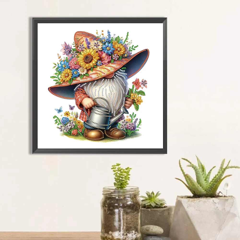 Diamond Painting - Partial Special Shaped Drill - Flower Gnome(Canvas|30*30cm)