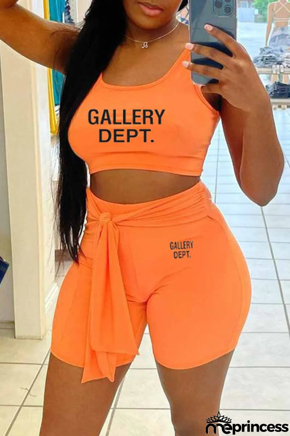 Light Purple Sportswear Print Letter U Neck Sleeveless Two Pieces