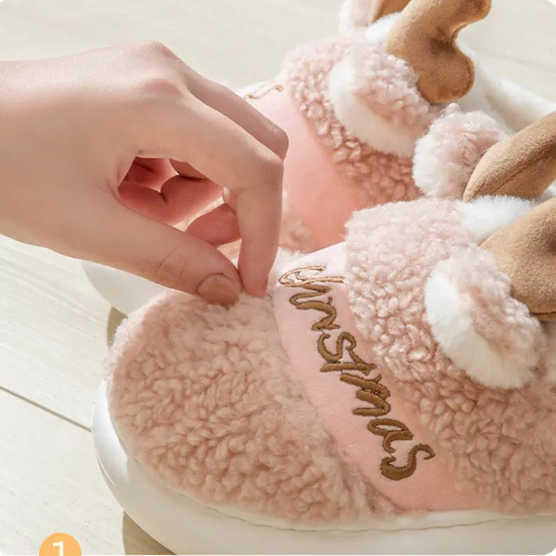 Christmas Shoes Winter Home Slippers Elk Soft Cozy