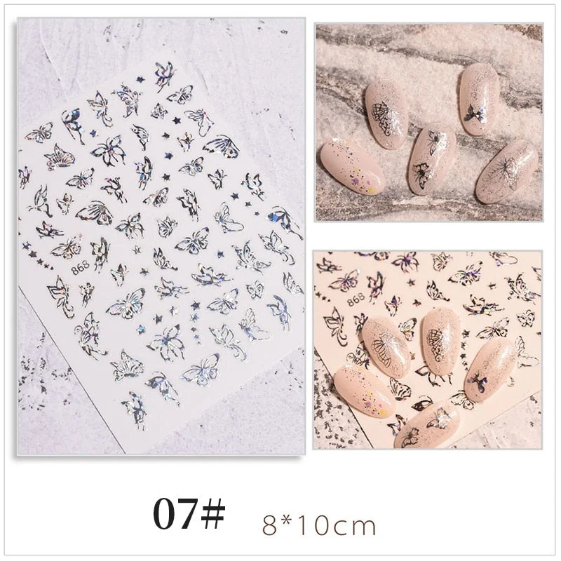1 Sheet 3D Halloween Nail Sticker Christmas Skull Bone Snake Butterfly Maple Leaf Pattern Decals Manicures 3D Nail Decorations