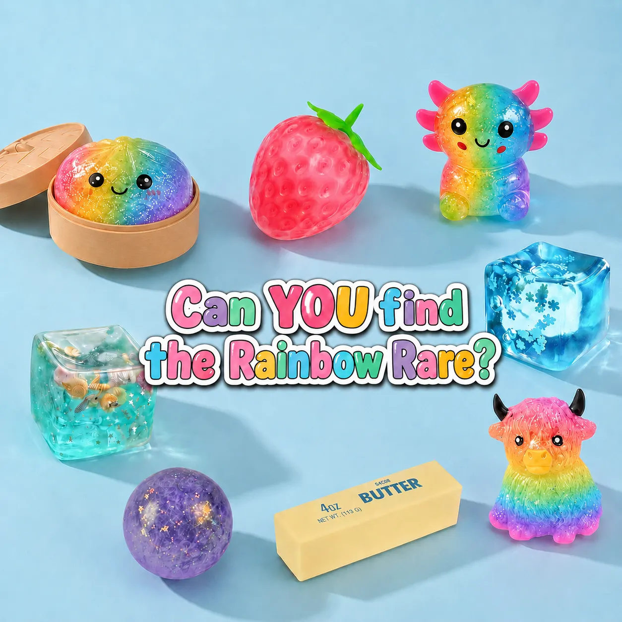Assorted squishy sensory toys in gift box