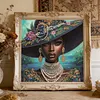 Lakeside Blue Bead Black Lady Special Shaped 5D DIY Partial Drill Diamond Art Kit 30x30cm Diamonds Dots Gem Art Kits for Adults Home Decor