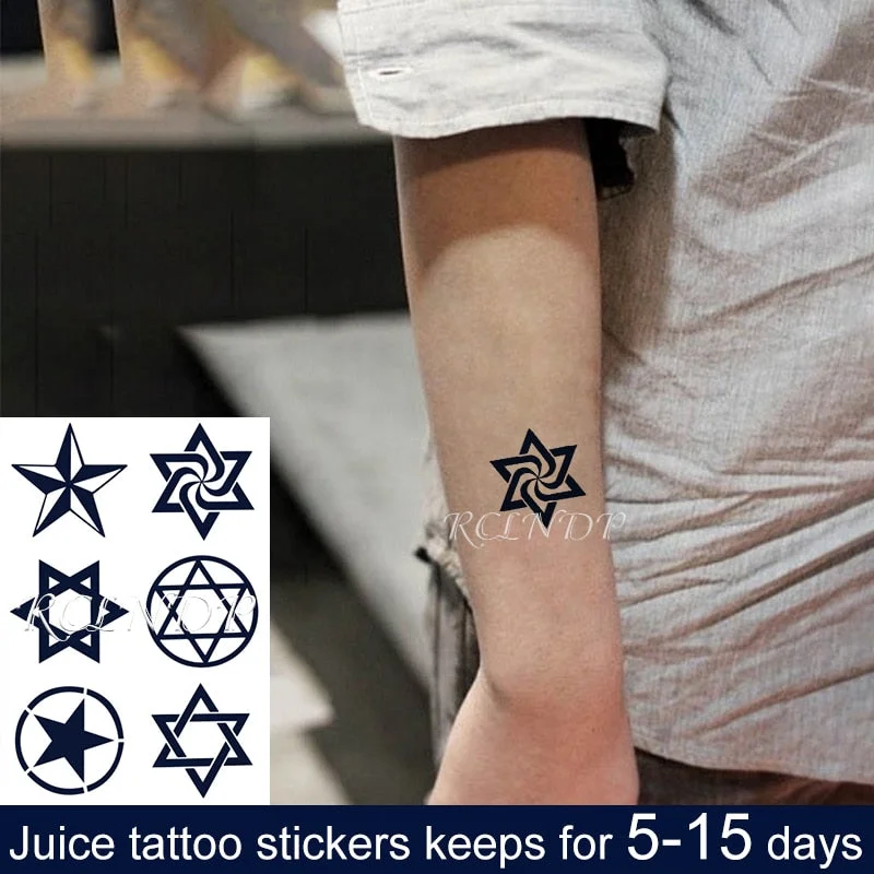 Waterproof Temporary Juice Ink Tattoo Sticker Star Circle Totem Patterns Fruit Gel Long Lasting Art for Men Women