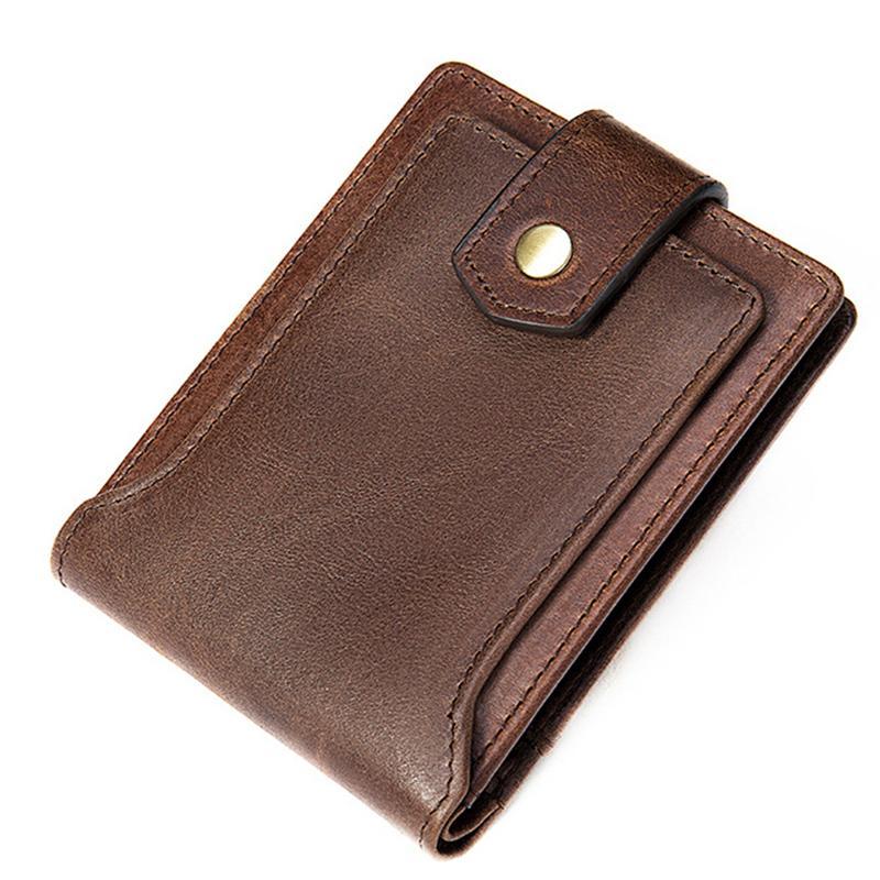Anti-Scan Genuine Leather Currency Pocket Slip Pocket Coin Slot Lightweight Wallet