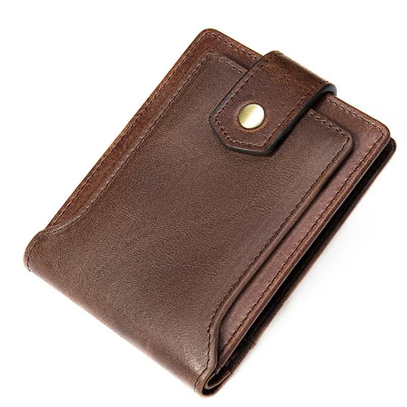 Anti-Scan Genuine Leather Currency Pocket Slip Pocket Coin Slot Lightweight Wallet