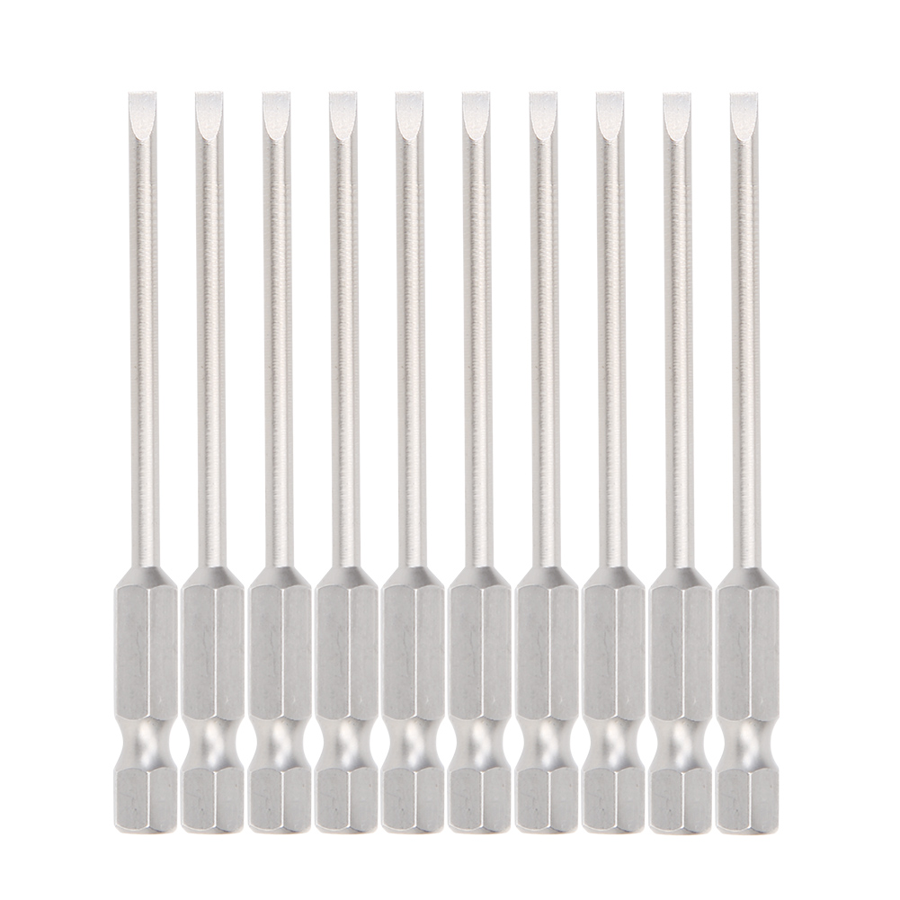 

10pcs Hex Shank Straight Slotted Screwdriver Bits S2 Alloy Steel Batch Head, 501 Original