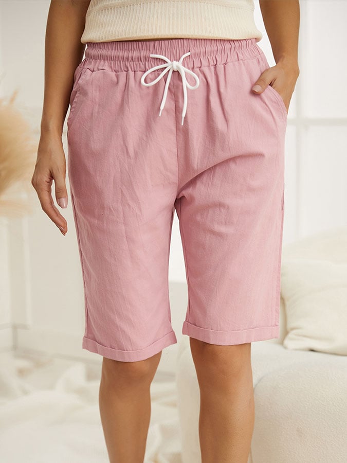 Fashionmigo Casual Lace-Up Five-Point Pants