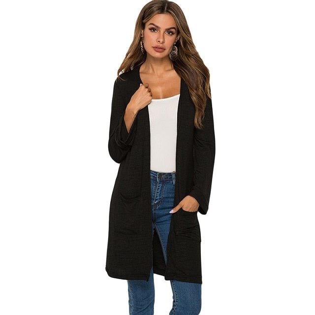 Spring And Autumn Women Style Fashion Lightweight Cardigan Jacket Coat Outwear Tops Casual Loose Open Stitch Solid Regular