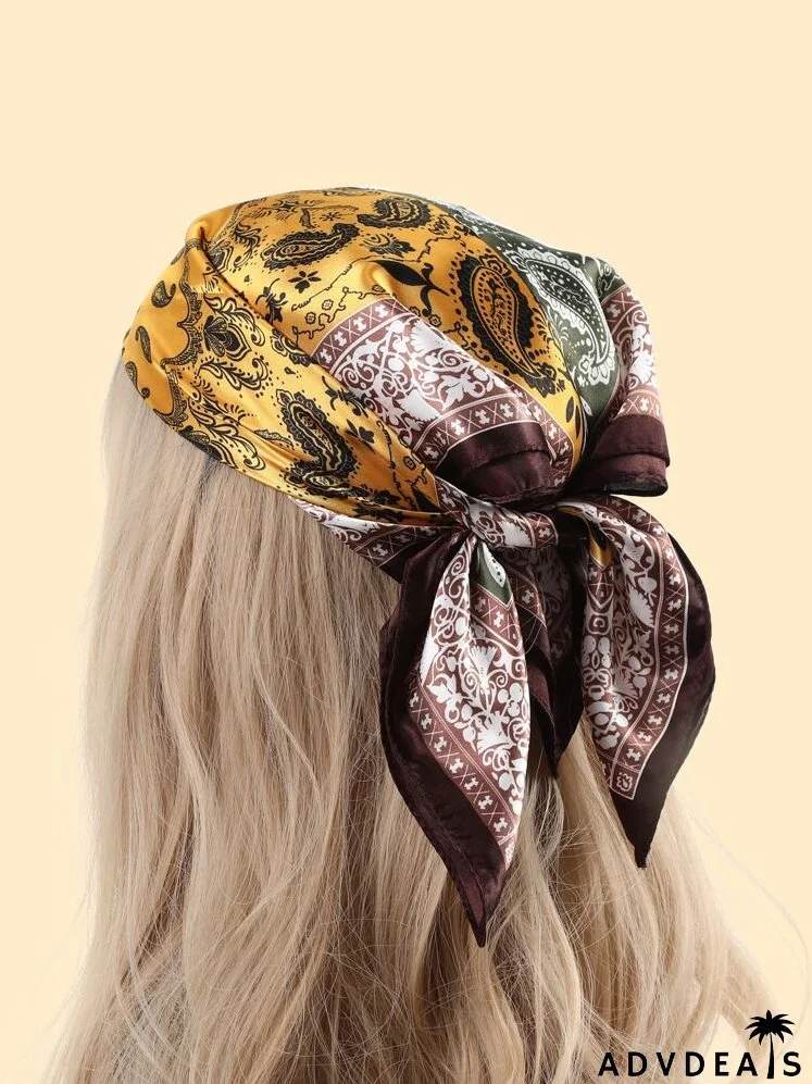 Color Block Paisley Pattern Scarf