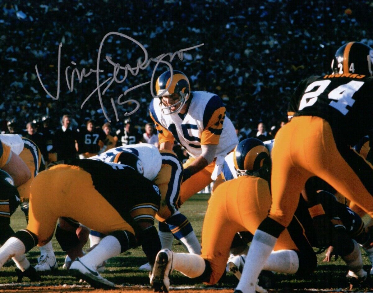 Vince Ferragamo Signed Autographed 8X10 Photo Poster painting Rams vs. Steelers Behind Center