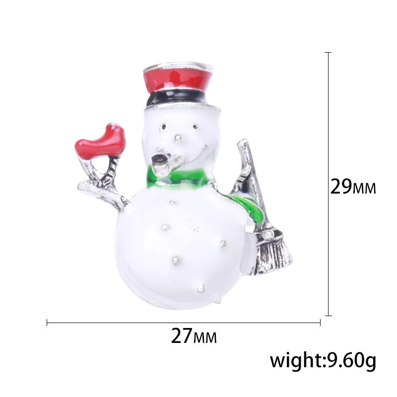 Cute Classic Style Pin Santa Claus Snowflake Elk Alloy Enamel Inlay Rhinestones Unisex Brooches