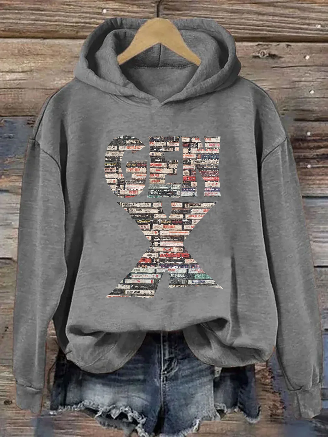 Gen X 80&rsquo;s Rock Cassettes Hoodie