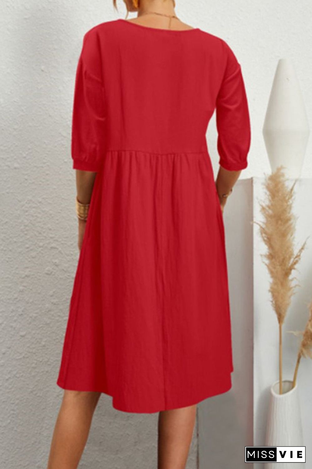 Casual Simplicity Solid Solid Color O Neck A Line Dresses