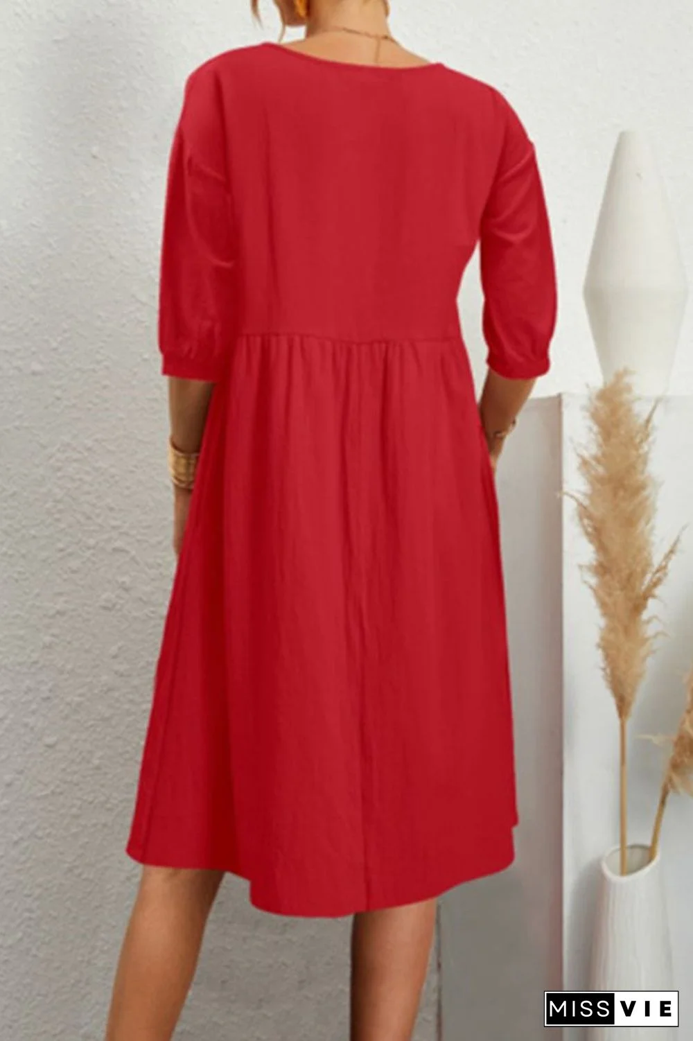 Casual Simplicity Solid Solid Color O Neck A Line Dresses