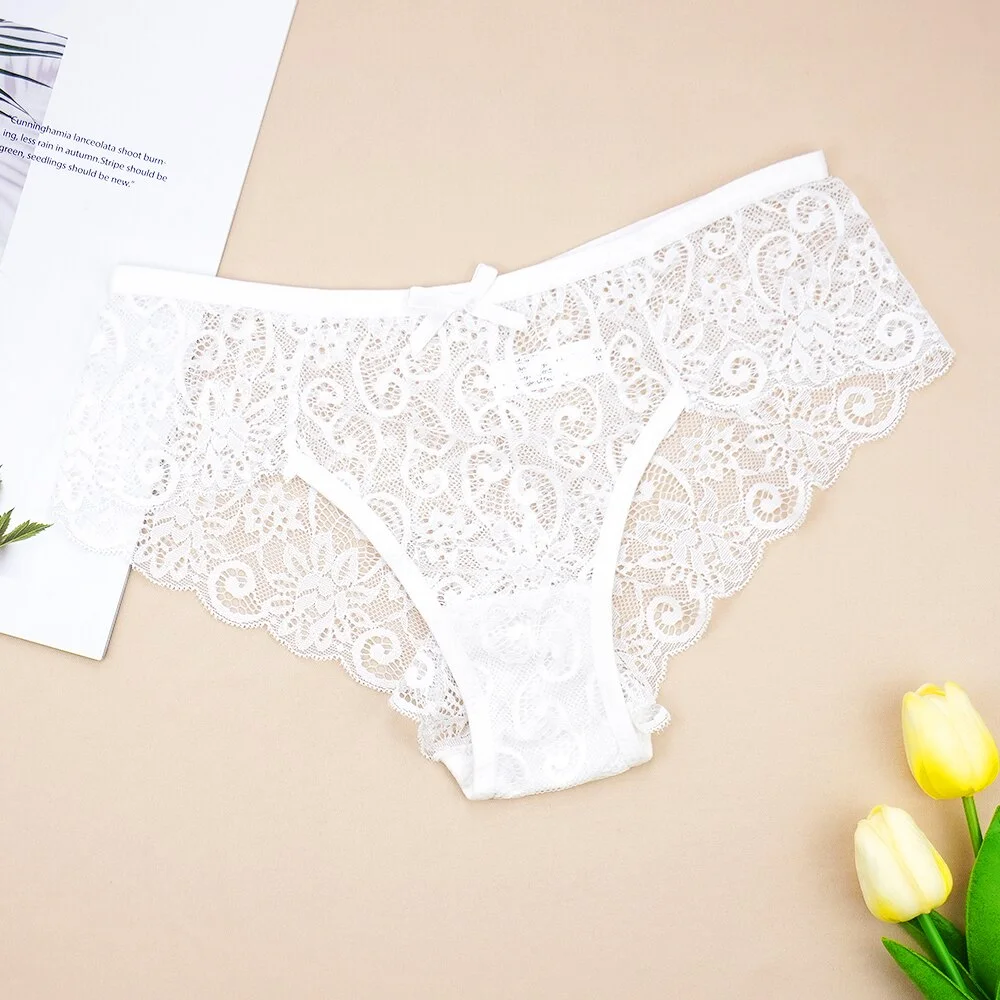 Billionm Woman Underwear Sexy Lace Breathable Soft Lingerie Female Briefs Panties Mid-waist Transparent Women's Underpants