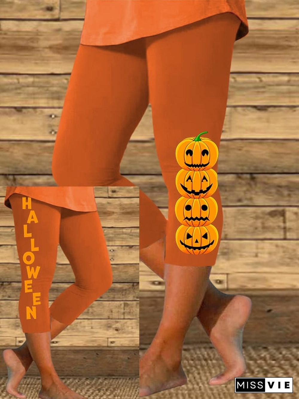 Women's Halloween Pumpkin Print Casual Leggings