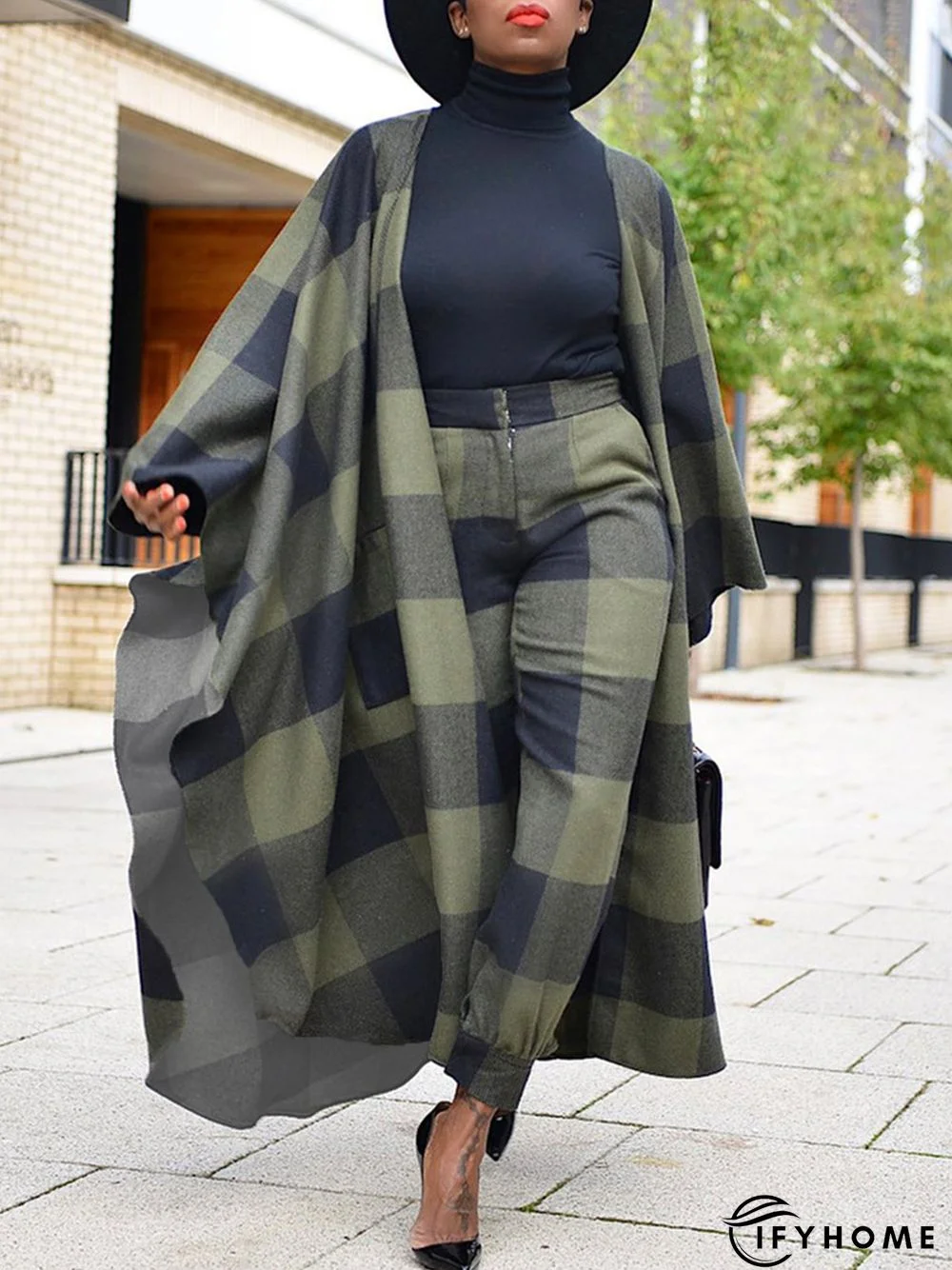 Loose Plaid Urban Overcoat | IFYHOME