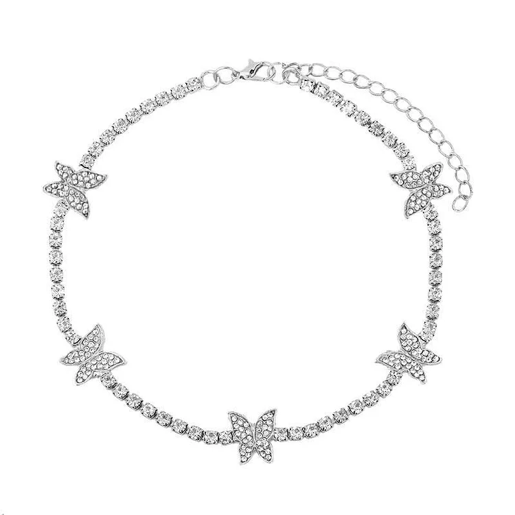 Iced Out Butterfly Choker Women Necklaces-VESSFUL