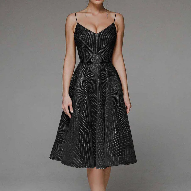 Women's Sexy Halter Backless Embroidery Elegant Wedding Formal Party Midi Dress