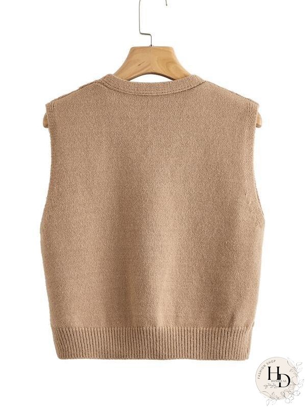 Button Front Ribbed Knit Cardigan